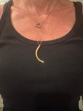 Gold Layered Crescent Pendant Necklace - Women Jewelry